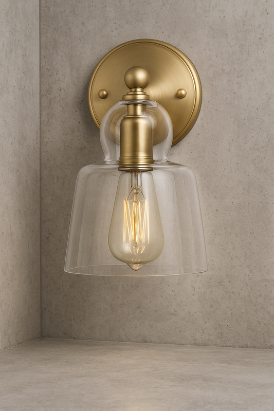 Light Society Riis 5 in Brushed Brass Clear Wall Sconce LS W316 BB CL/313879404 812449032463 Light Society