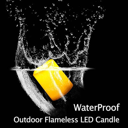CANDLE CHOICE Waterproof Outdoor Battery Operated Flameless Candles with Timer Realistic Flickering Plastic Fake Electric LED Pillar Lights for Lantern Garden Wedding Christmas Decorations 4 Pack