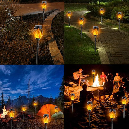 Albelt Solar Torch Lights Outdoor - 10 Pack With Flickering Flame for Garden Decor, Super Bright Waterproof for Outside Landscape Yard Party Decorations