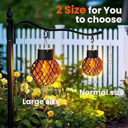 GIGALUMI Solar Lights Outdoor Waterproof,4 Pack Solar Hanging Lights with Flickering Flame,Outdoor Solar Lights for Yard,Patio,Tree,Camping,Christmas Decoration,New Upgraded Larger Lanterns