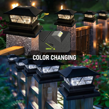 TW SHINE 8 Pack Solar Outdoor Fence Post Lights, 2 Modes Post Cap Lights Waterproof Warm White/Cool White for Yard, Garden, Porch, Patio Decor, for 4x4 5x5 6x6 Wood Posts