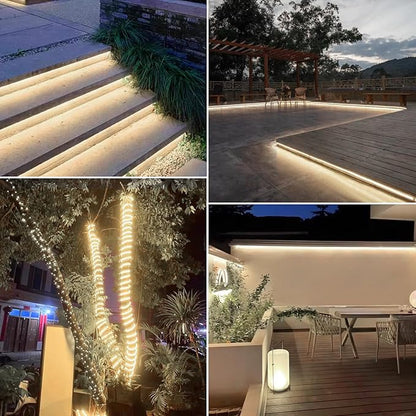 AIMENGTE Outdoor LED Strip Lights Waterproof, AC 110V, 1200LEDs, 4000k Plug in LED Rope Lights for Garden, Patio, Indoor Outdoor Decoration(32.8ft, Daylight)