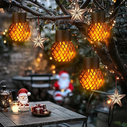 GIGALUMI 24 Pack Solar Lanterns for Outside,Solar Hanging Lights Outdoor Waterproof with Flickering Flame,Solar Powered Outdoor Lights Garden Decor for Yard,Patio,Tree,Camping,Festival Decoration