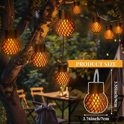 GIGALUMI 24 Pack Solar Lanterns for Outside,Solar Hanging Lights Outdoor Waterproof with Flickering Flame,Solar Powered Outdoor Lights Garden Decor for Yard,Patio,Tree,Camping,Festival Decoration