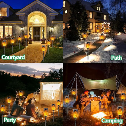 Albelt Solar Torch Lights Outdoor - 10 Pack With Flickering Flame for Garden Decor, Super Bright Waterproof for Outside Landscape Yard Party Decorations