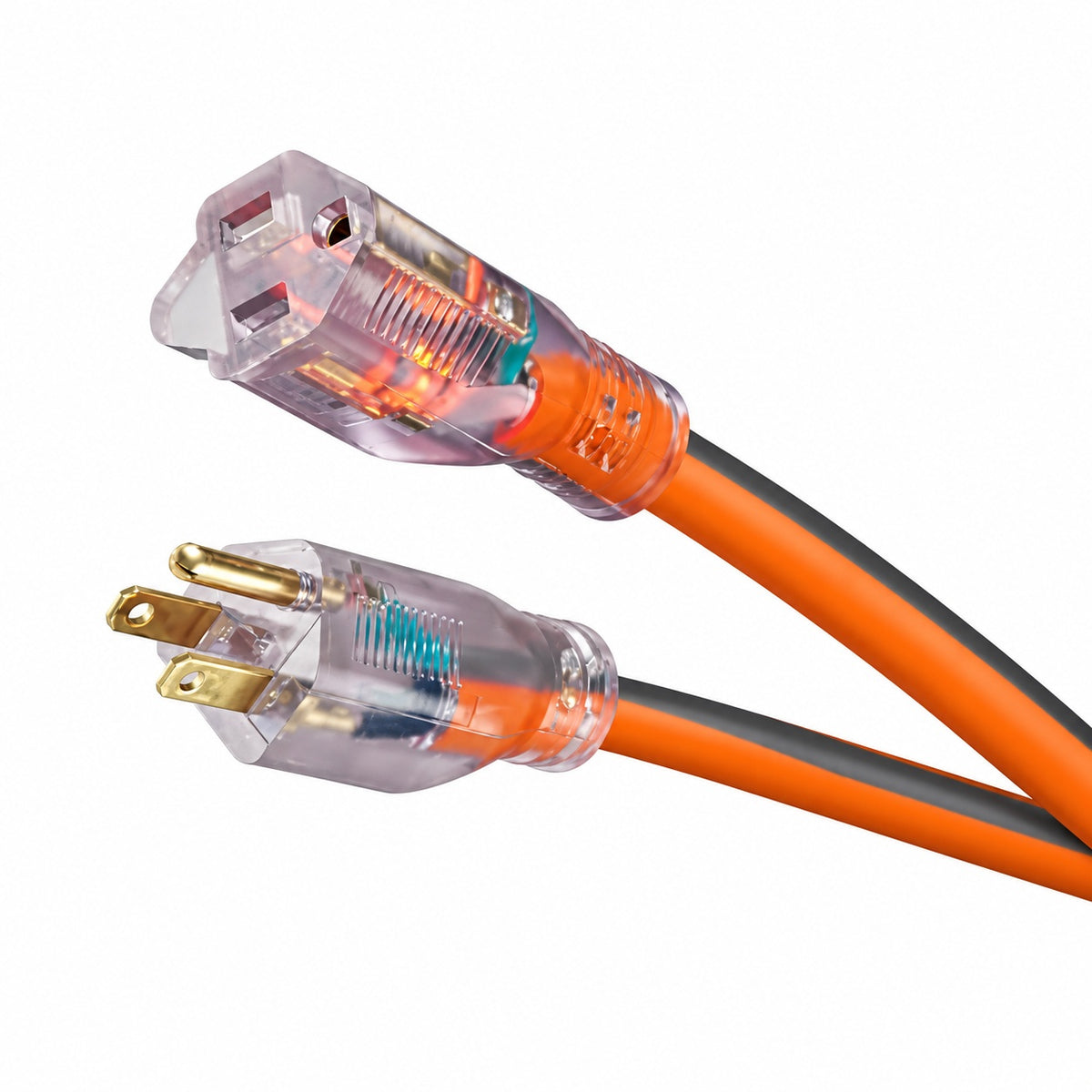 RIDGID 100 ft 10 3 Heavy Duty Indoor Outdoor SJTW Extension Cord with Lighted End Orange Grey 68100RGD