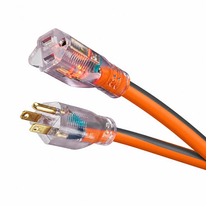 RIDGID 100 ft 10 3 Heavy Duty Indoor Outdoor SJTW Extension Cord with Lighted End Orange Grey 68100RGD