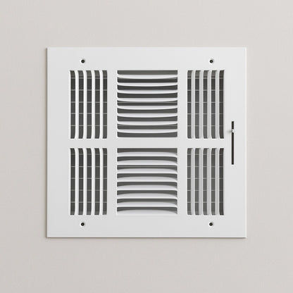 10 in. x 10 in. 4 Way Steel Wall/Ceiling Register in White E104M10X10