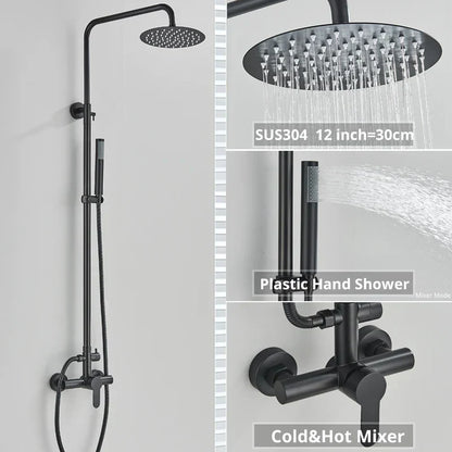 DecorBites™ Black Shower Faucet Set with Rainfall Shower Head and Wall Mounted Mixer Tap