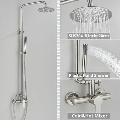 DecorBites™ Black Shower Faucet Set with Rainfall Shower Head and Wall Mounted Mixer Tap