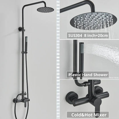 DecorBites™ Black Shower Faucet Set with Rainfall Shower Head and Wall Mounted Mixer Tap