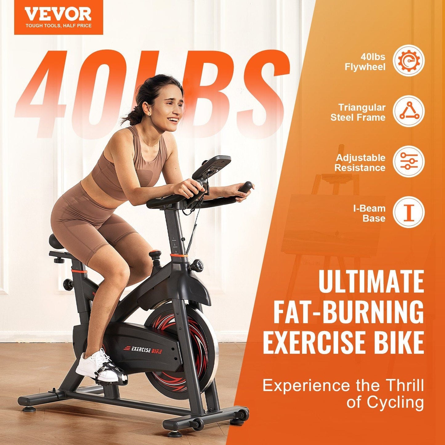 Exercise Bike, Adjustable Magnetic Resistance Stationary Bike, Indoor Cycling Bike for Home Cardio, Workout Bike with Silent Belt Drive, Comfortable Seat Cushion, LCD Monitor, and Heavy Flywheel