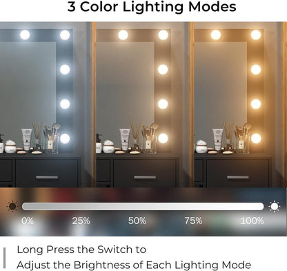 5-Drawer LED Mirror Vanity Desk - Vektaya